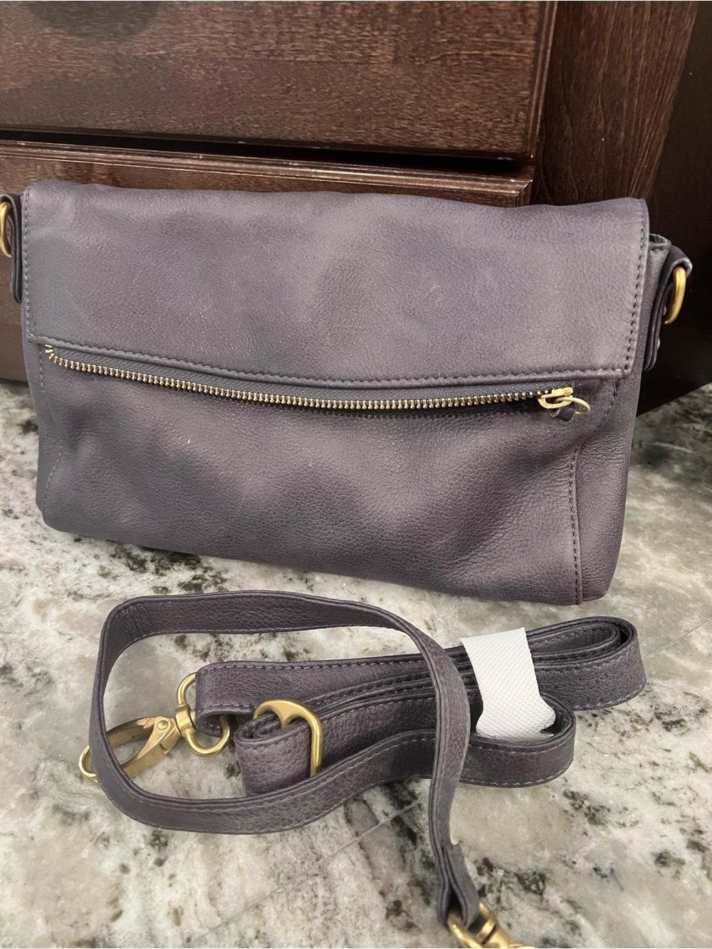 Women's Crossbody Leather Bag in Dark Gray New